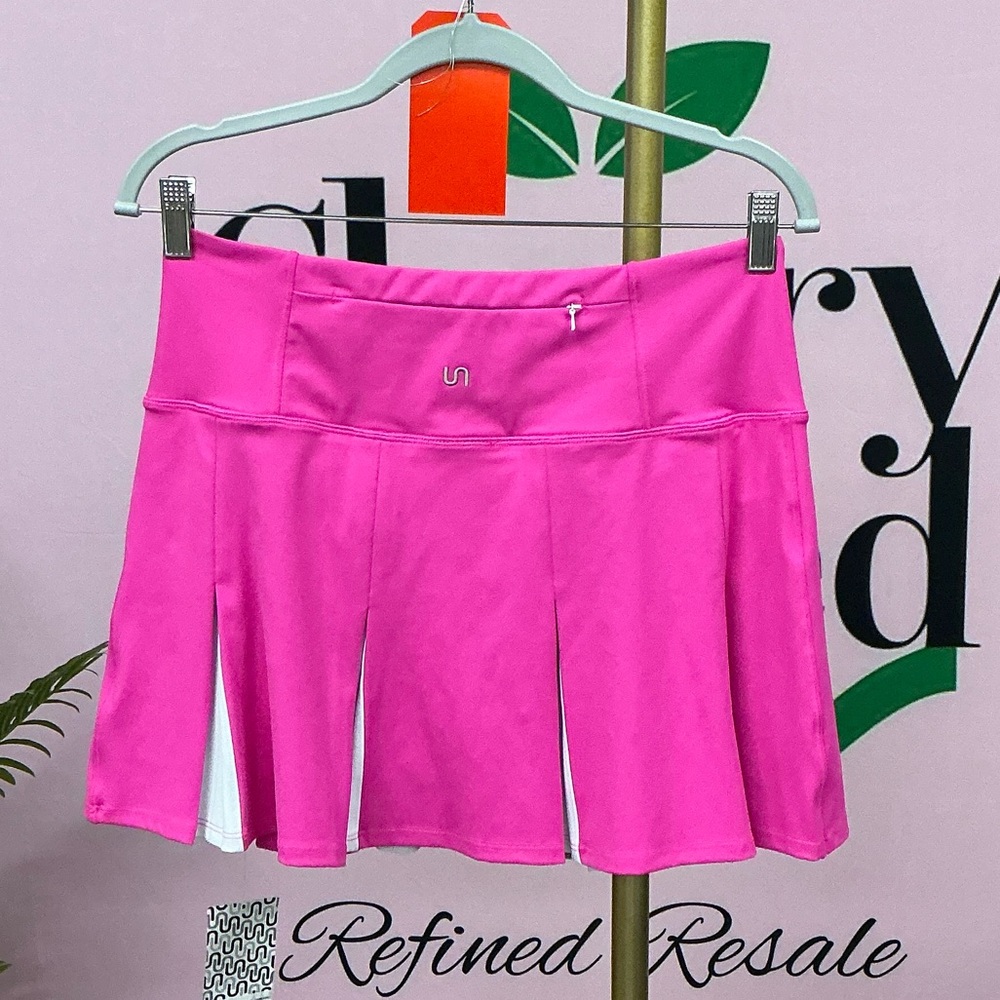 Hot Pink Tennis Skirt with White Insets - Picture 2 of 3